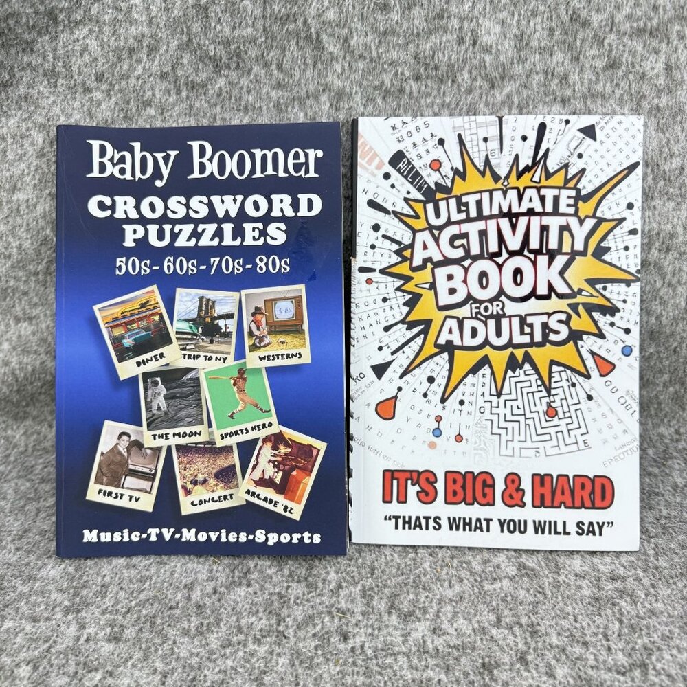 ✅Baby Boomer Crossword Puzzles & Ultimate Activity Book for Adults Mind Game Fun